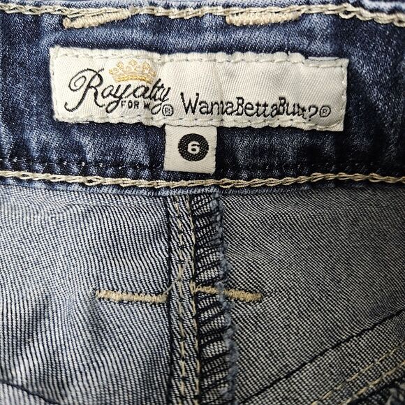 Royalty For Me Cropped Jeans Women's 6 (29x19.5) Blue Denim Mid Rise Cuffed GUC - Picture 3 of 9